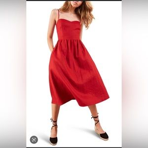 Reformation linen Olivia dress red size 6